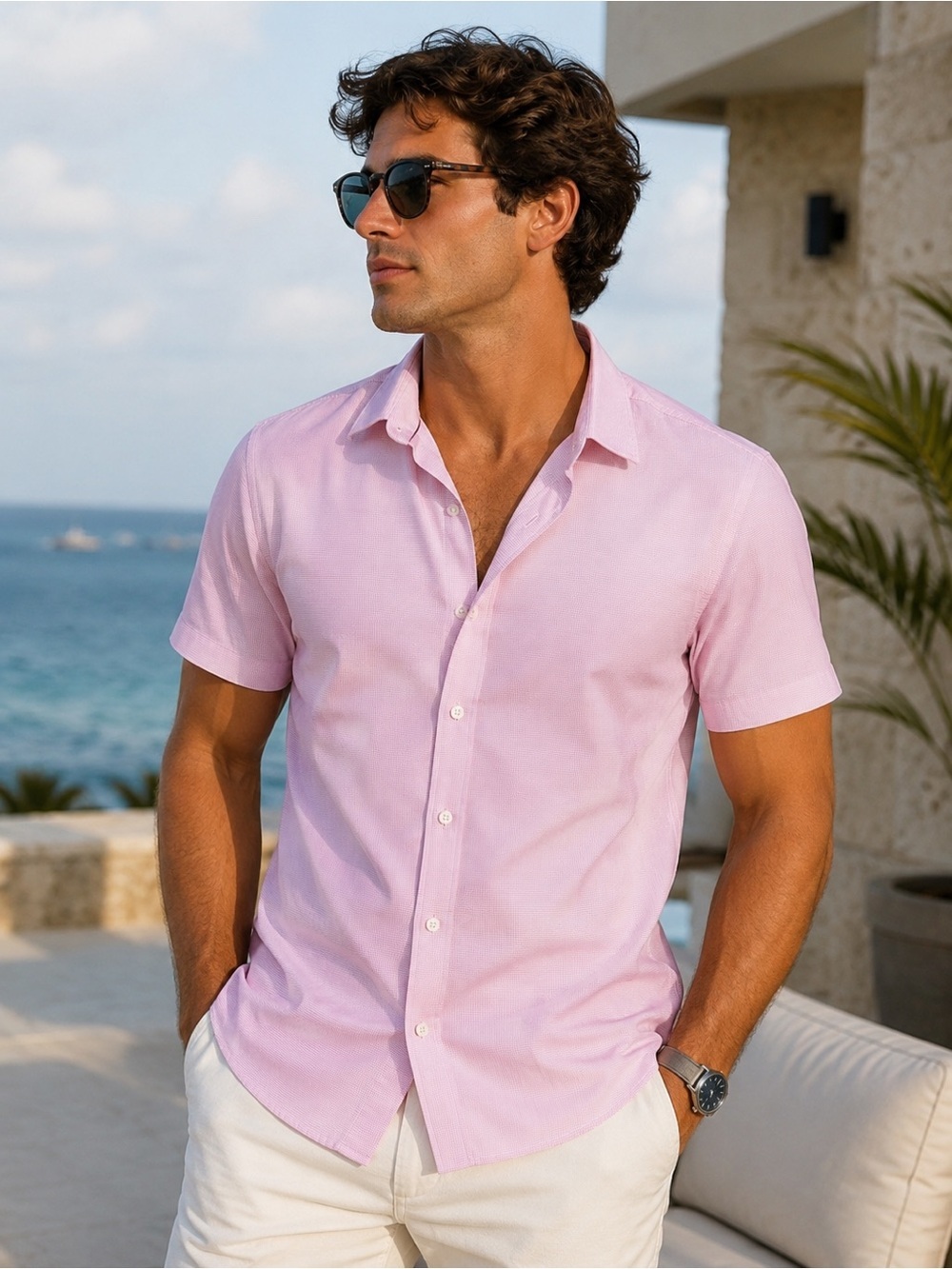 Bonobos Men's Light Pink Casual Button Down Shirt